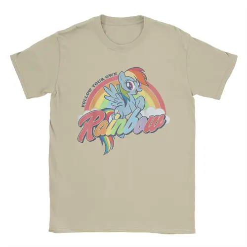 Divertidas camisetas MLP Rainbow Dash Follow Your Own Rainbow para hombres, camisetas 100% de algodón, camisetas de manga corta, ropa de talla grande