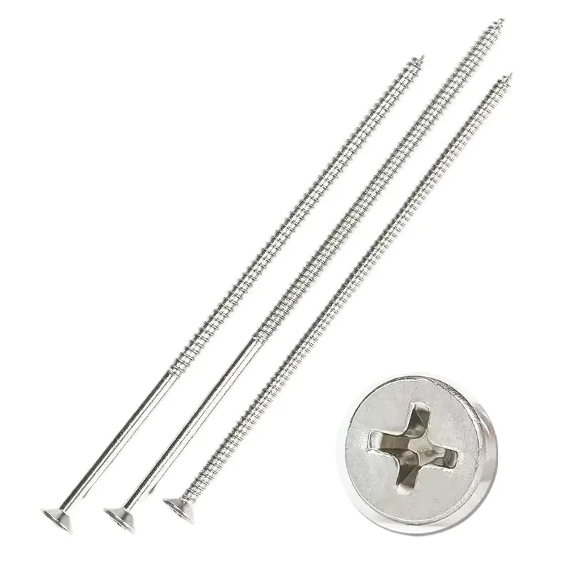 5PCS M4 Lengthening Flat Head Tapping Long Wood Screw Stainless Steel Cross Countersunk Head Self Tapping Long 110-200mm Screws