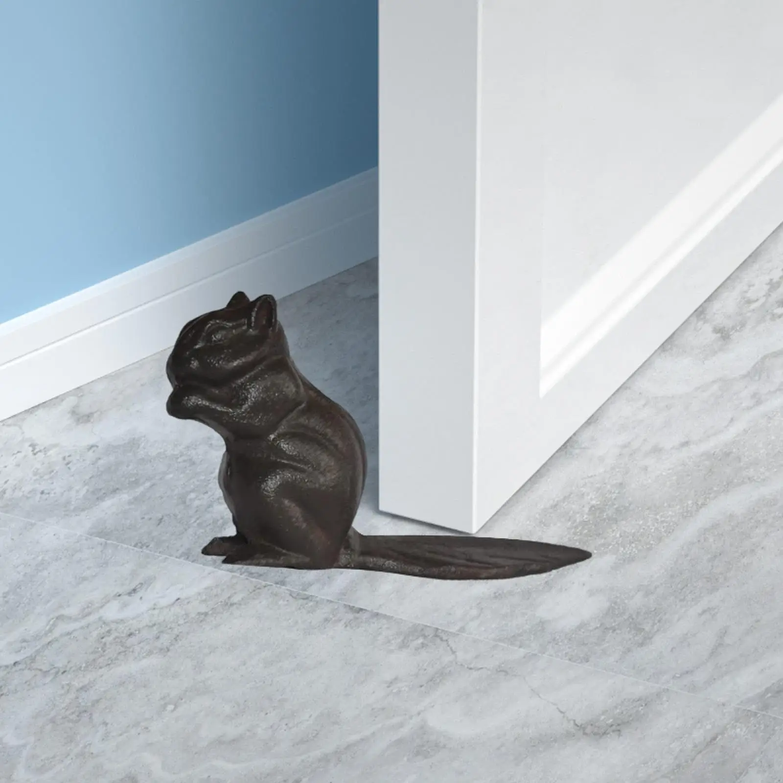 

Cast Iron Door Stopper 7.28x3.74" Bedroom Rustic Squirrel Sculpture Doorstop