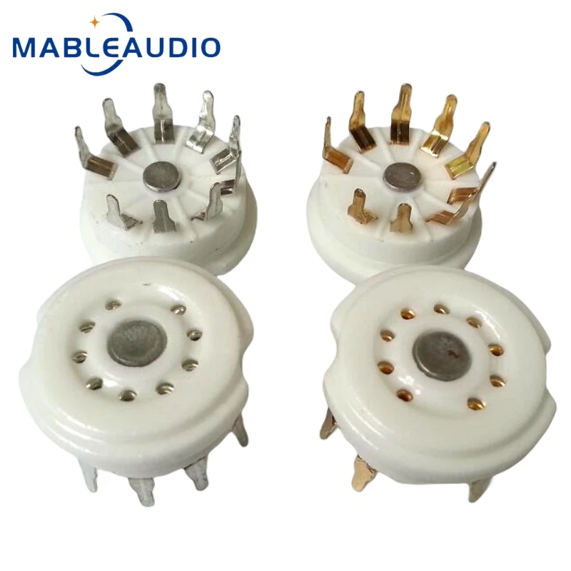 5PCS GZC9-Y Type Tinned And Gold-plated Ceramic 9-pin Electronic Tube Base Sound Tank Accessories