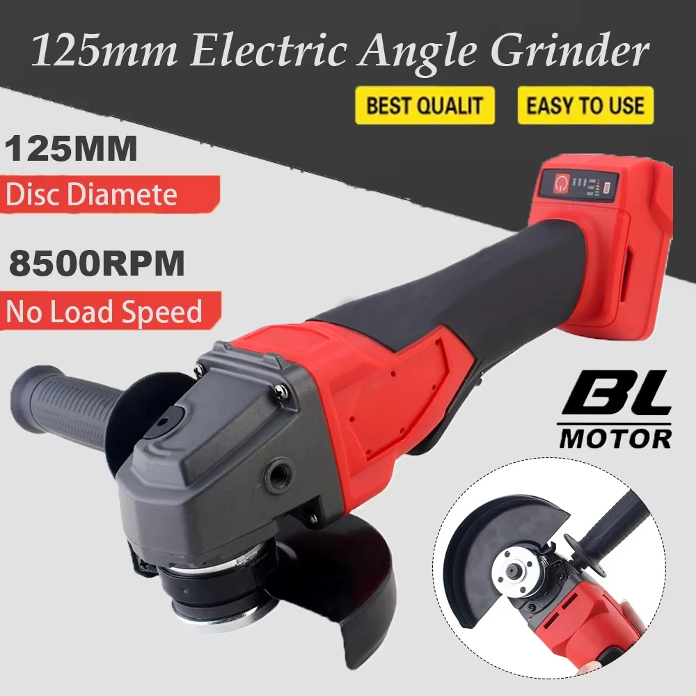 125mm Brushless Electric Angle Grinder 3 Gear Cordless Cutting Polishing Grinding Power Tool For Milwaukee 18V Battery Pin