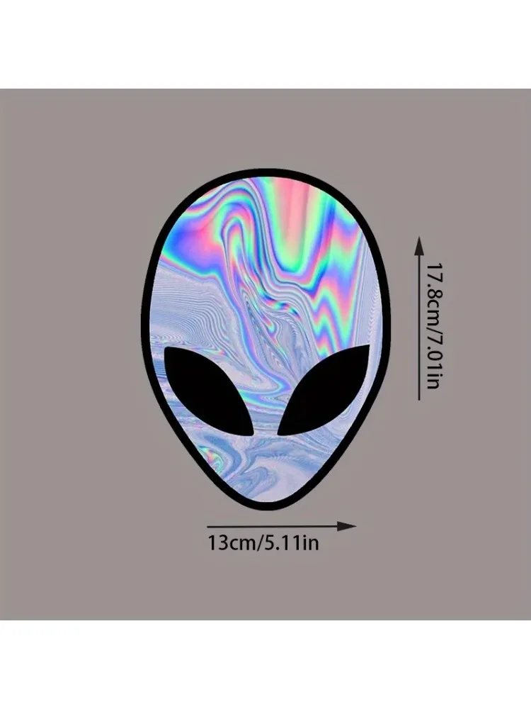 AliExpress NONE 1PC Cool Holographic Alien Sticker for Hydro Flask, Laptop, Skateboard, Bike - Unique Decor for Space Enthusiasts