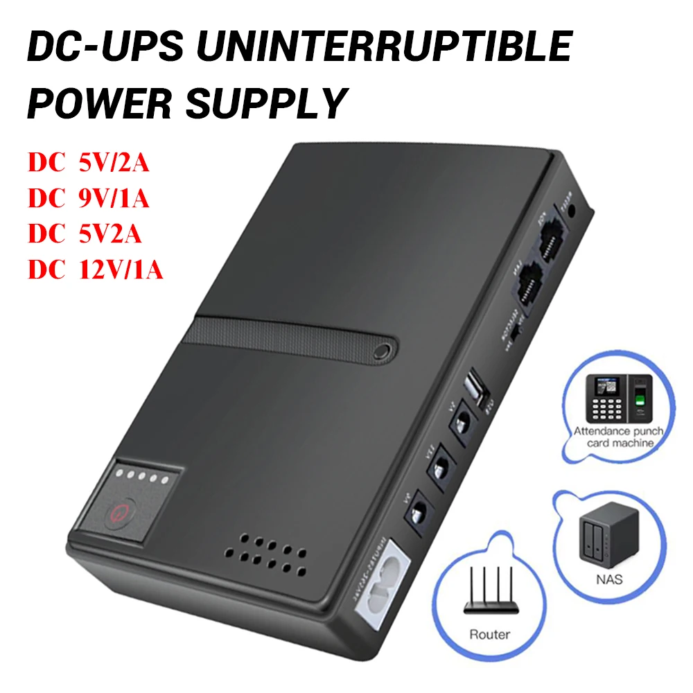 DC1018L UPS Uninterruptible Power Supply 5V-24V Output 18650 Replaceable Battery for Router NAS Modem & Network Equipment