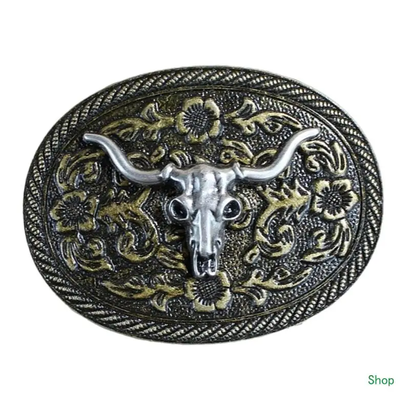 Dropship Eye Catching Cow Belt Buckle Waistband Metal Belt Buckle Western Belt Decoration