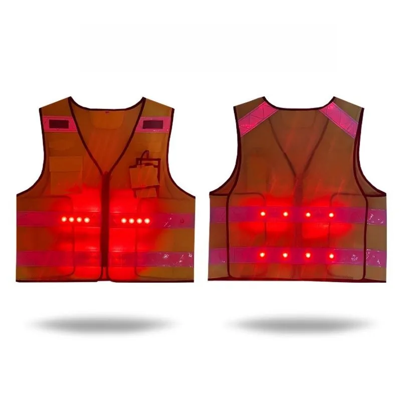 TA-B02.2 LED Light-Emitting Reflective Vest with Light Road and Bridge Traffic Safety Machine Washable Multiple Warnings
