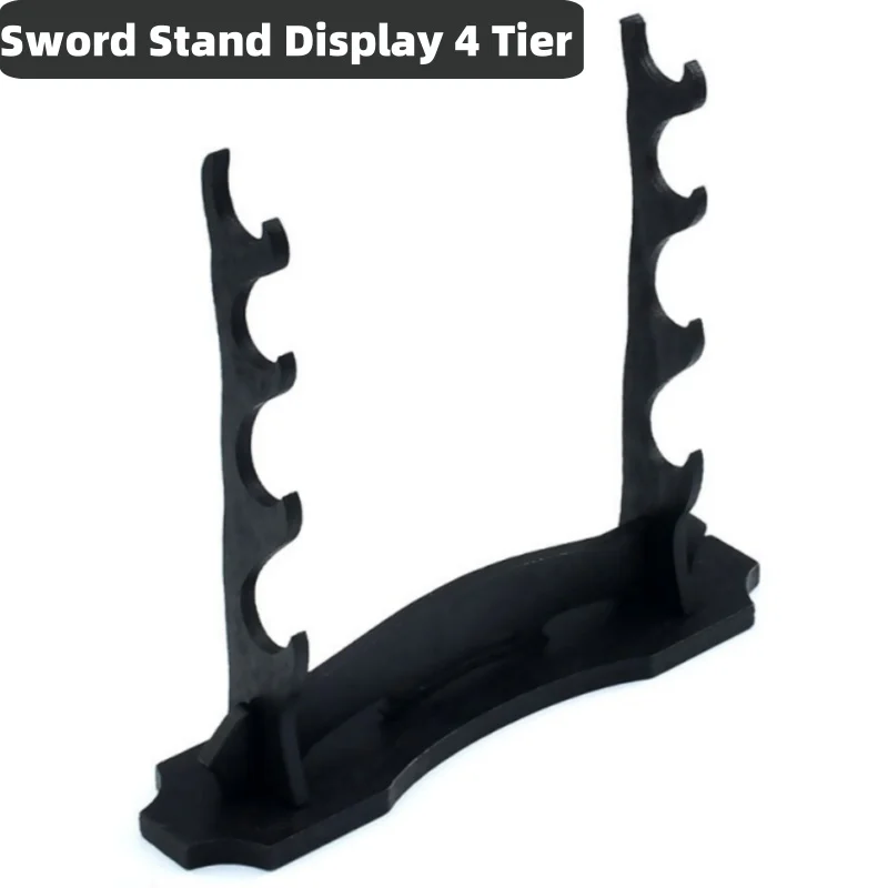 Sturdy Sword Stand Display 4 Tier,Black Katana Stand Table Desktop Multilayer Storage Sword Rack for Katana Tanto Rapier