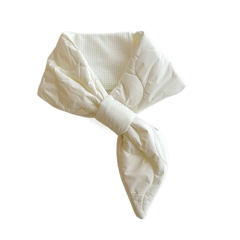 

New Design Keep Warm Cross Feather Scarf Korean Style Windproof Down Neck Scarf Solid Color Padded Thermal Shawl Cycling