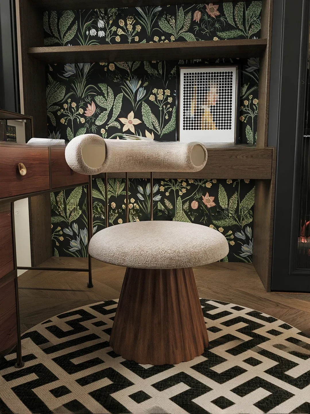 Modern minimalist French make-up dressing stool, rotating desk and chair