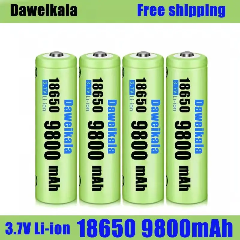 대용량 리튬 이온 충전식 배터리, 손전등 토치 헤드램프 배터리, 3.7V, 18650, 9800mAh, 신제품