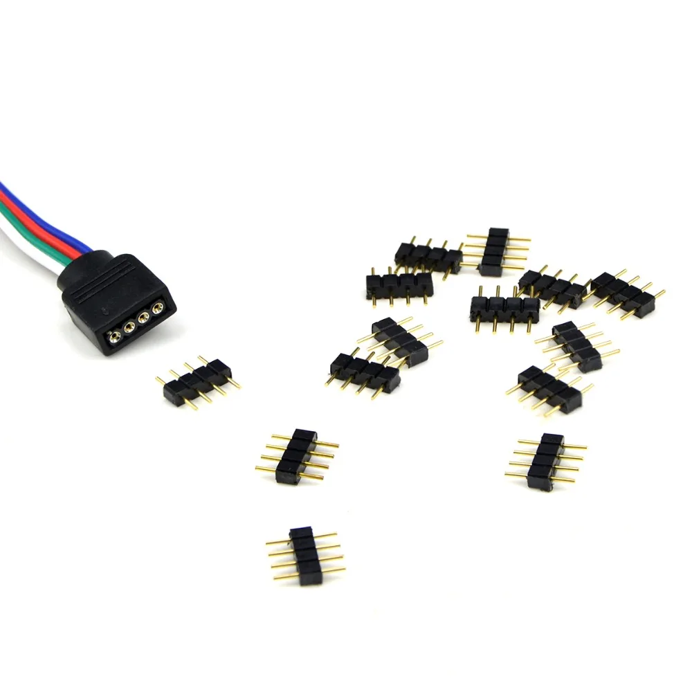 4 PIN DC 5V 12V 24V RGB Strip Light Needle Connector For 5050 3528 2835 RGB LED Strip