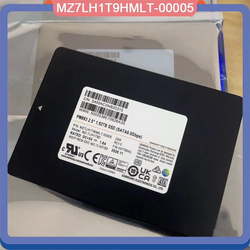 New PM883 For Samsung Enterprise-class Server Solid State Hard Drive MZ7LH1T9HMLT-00005 1.92T SSD SATA 2.5