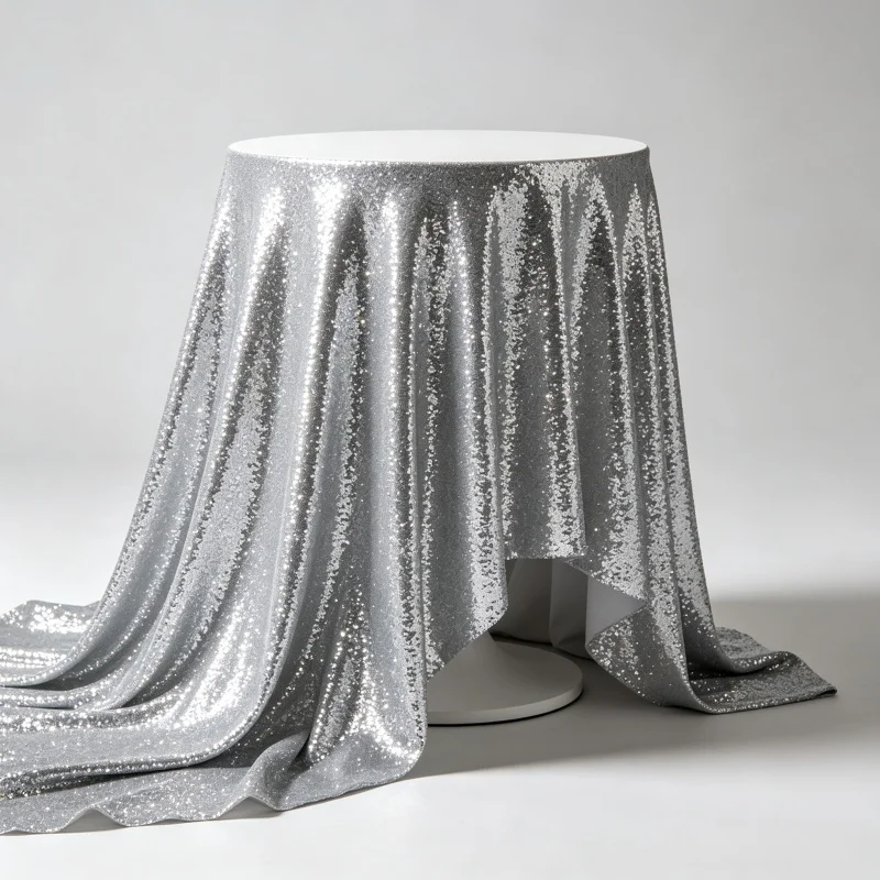 Luxury Glitter Sequin Round Tablecloth Sparkle Table Overlay for Wedding Reception Christmas Banquet Decor Round Table Cover