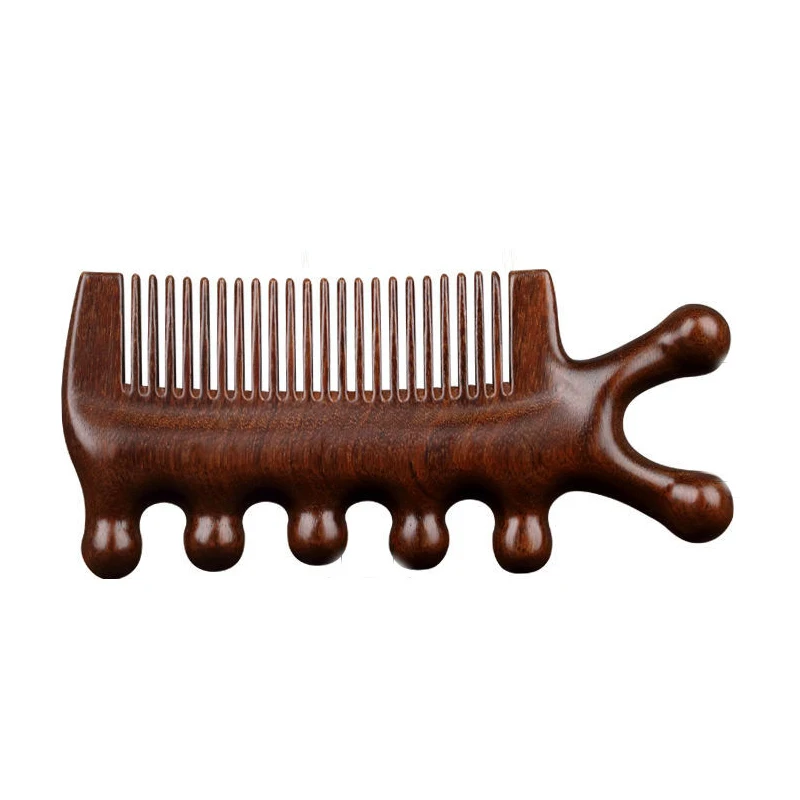 Multifunctional Meridian Massage Comb Handleless Wooden Point Acupuncture Head Comb Wide-Tooth Sandalwood Comb Massage Head