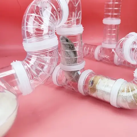 새로운 햄스터 닭장 외부 파이프라인은 무작위로 접합될 수 있습니다 DIY 조경 디자인 파이프 햄스터 케이지 수정 운동 터널