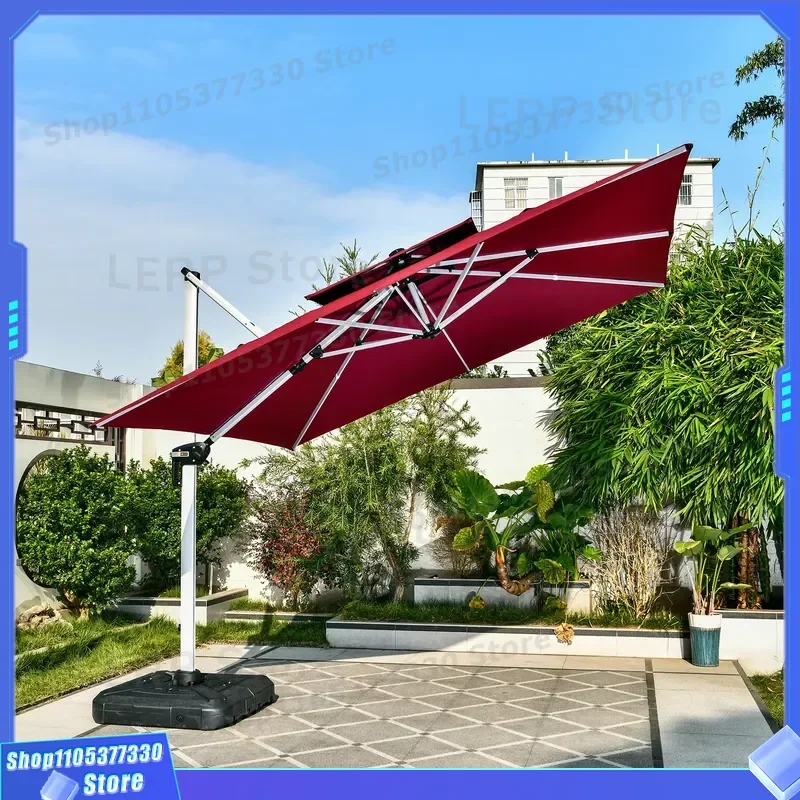 Customized LED Modern Aluminum Solar Panel Outdoor Umbrella for Hotel & Park Use Big Beach Parasol with Waterproof Design