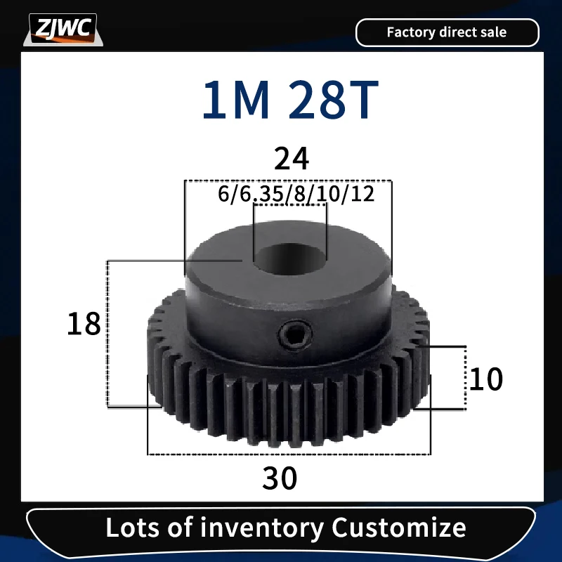 

1Pc 1M 28 Teeth Mod Gear 6/6.35/8/10/12mm Reduction Gears Modulus Gear DIY Micro Motor Transmission Parts Gear Box Mating Parts