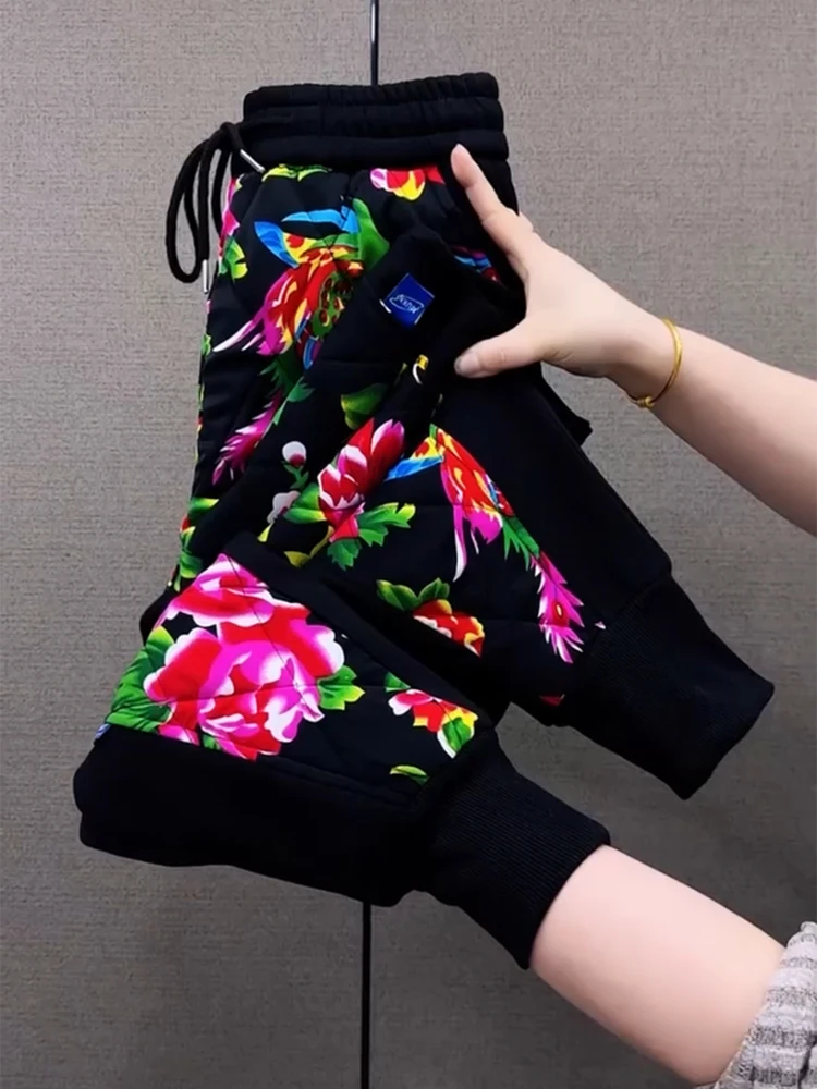 Autumn Winter Women Pants Casual print pants Elastic Waist Harem Pants Casual Sports Trousers Female floral pants leggings