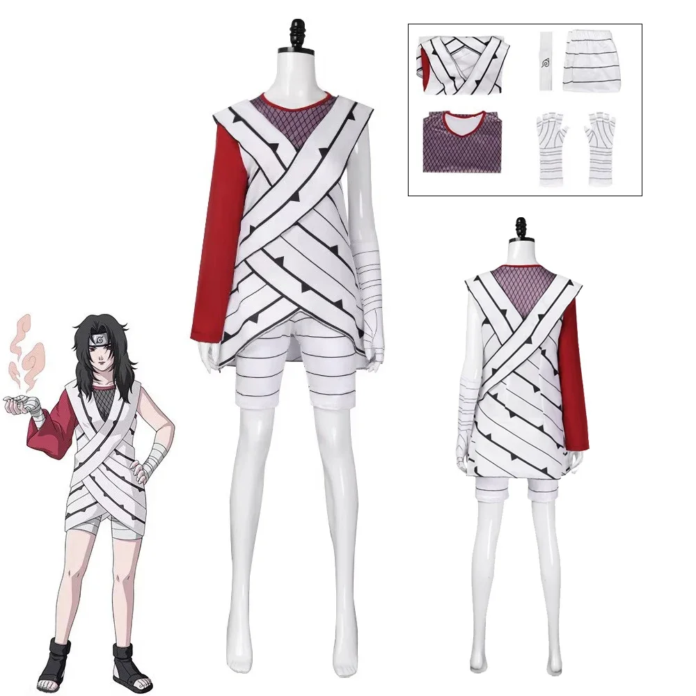 

Anime Yuhi Kurenai Cosplay Costume SarutobiKurenai Cosplay Costume White Stripe Battle Uniform Woman Carnival Party Suit