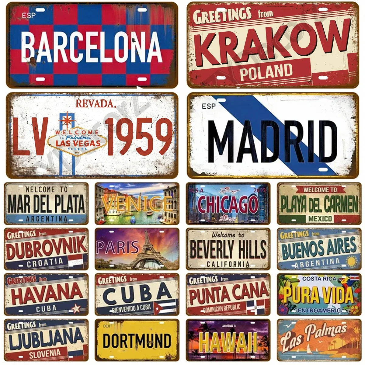 Stadt Staat Nummern schild Artisian Front Eitelkeit Tag Home Wand dekoration Garage Bar Pub Club