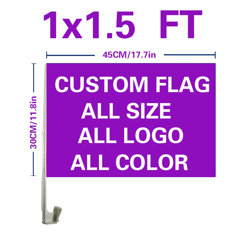 

Eoodlove Customized 45X30cm Car Flag Polyester Fiber Any Pattern Window Hanging Mini Car Advertising Flag