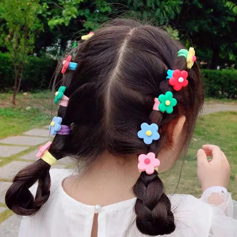 30pcs Baby Hair Band Cartoon Towel Ring Girls Hair Tie Leather Band Does Not Hurt Hair Accessories Children Hair Rope Baby