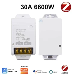 Smart Tuya Schalter WIFI / ZIGBEE 30A 6600W / 4000W Relaismodul Smart Life Drahtlose Fernbedienung Breaker Arbeit mit Alexa