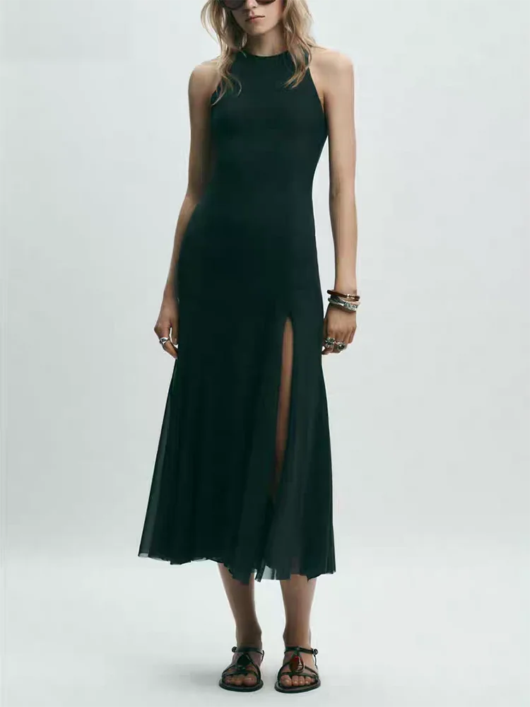 

Ele Sweet e Silk Net Long Dr Faionable Neline Svel High Waist Gown for Formal Ocns 2025 Autumn N...