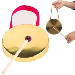 Hand Gong With Wooden Stick Copper Gongs Children Toy Traditional Chinese Folk Percussion Musical Instrument