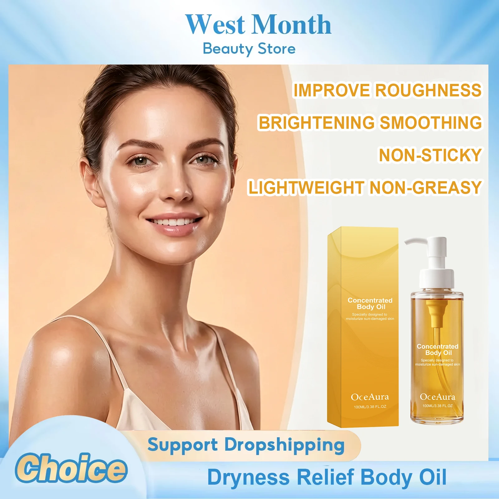 Sun Damaged Skin Body Oil Boost Skin Elasticity Skin Barrier Repair Firming Lifting Smoothing Deep Moisturizing Body Care 100ml