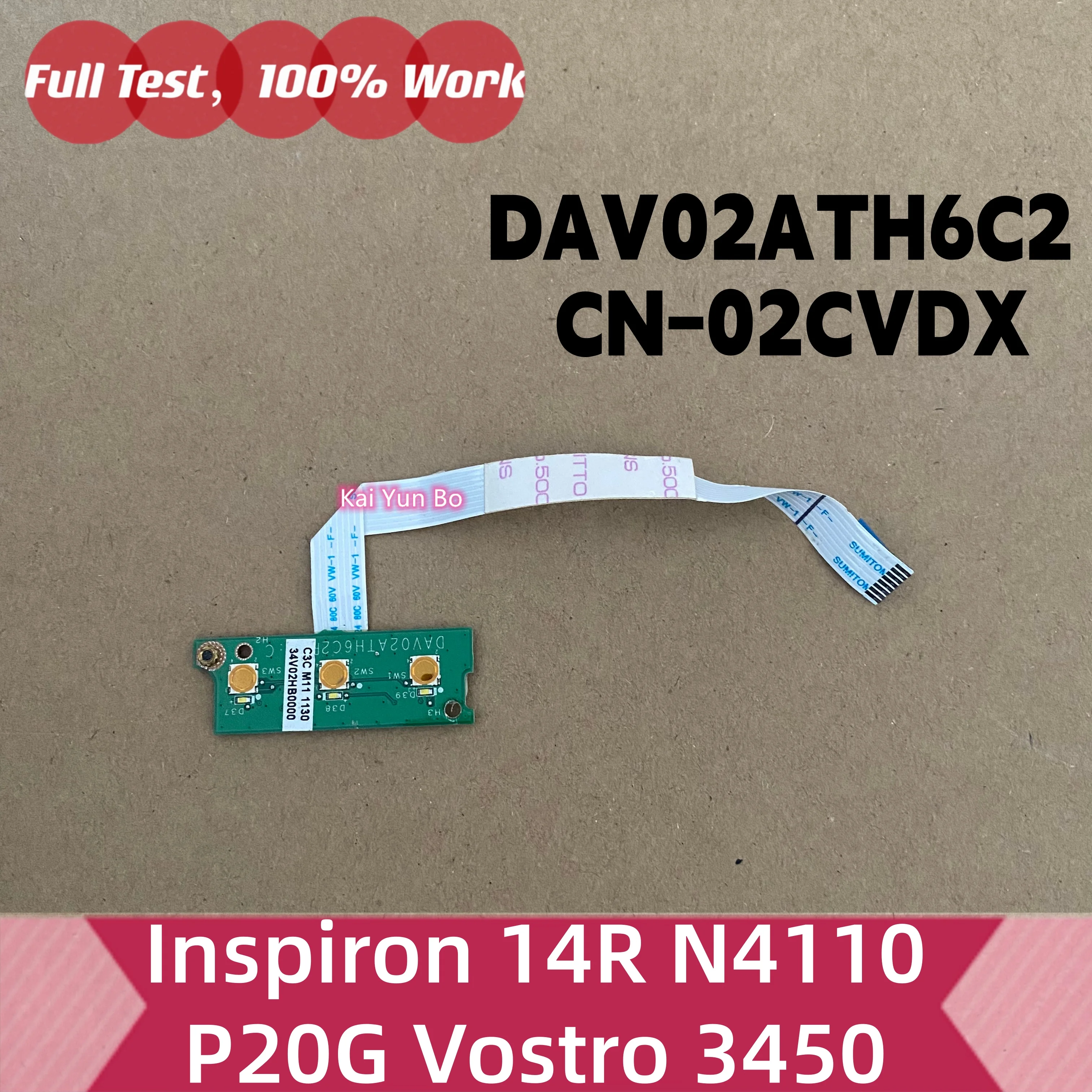 Placa de Botão Multimídia com Cabo para Notebook Dell Inspiron 14R N4110 P20G Vostro 3450 DAV02ATH6C2 CN-02CVDX 02CVDX 2CVDX