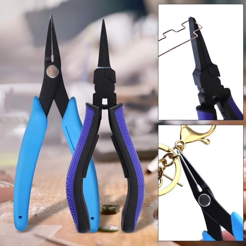 Ultra Thin Flat Nose Pliers Set Needle Nose Pliers High Carbon Steel Tweezer Nose Pliers with Smooth Jaws Comfort Grip