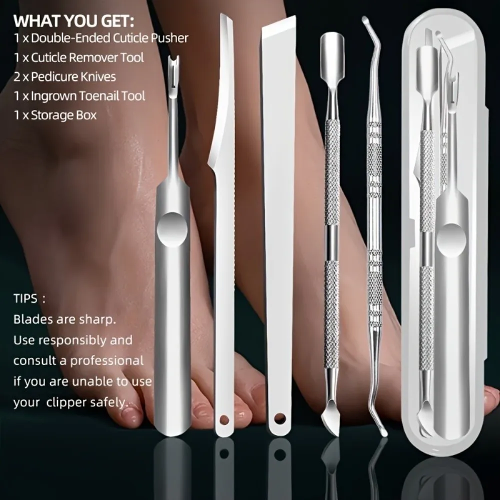 Roestvrijstalen nagelverzorgingsset Gladde verwijdering Multifunctionele dode huidverwijderaar Exfoliator Cuticle Remover Tools
