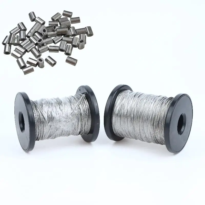 304 Stainless Steel Wire Rope Kit with Aluminum Crimps 30/50/100M Heavy Duty for Farm Livestock Fence Construction Use