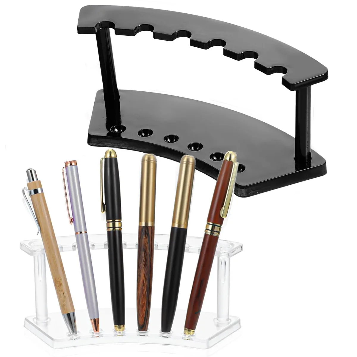1pc,Vertical 6-slot pen holder, transparent plastic display stand, pencil holder, eyebrow pencil holder, makeup brush holder
