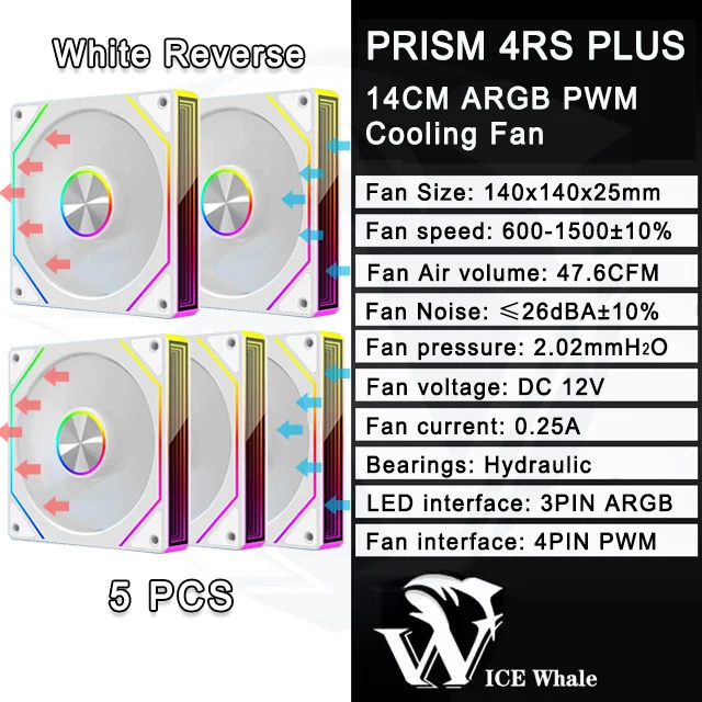 ICE Whale Prism 4RS Plus ARGB PC Case Fan 14cm Infinity Mirror Design Motherboard Light Sync 4PIN PWM CPU Cooler Fan Ventilador image 3