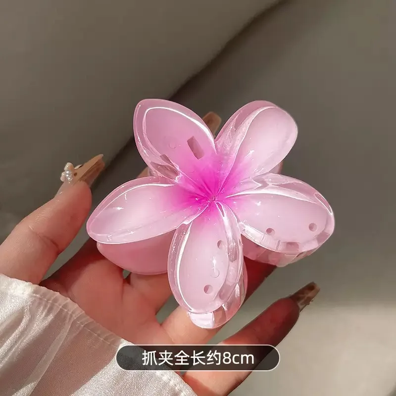 4/8 cm mehrfarbiges Blumen-Haar-Accessoire-Set mit Farbverlauf, Strand-Stil, Haarnadeln, Blumen-Klauen-Clip, Sommer-Blumen-Haarnadeln im hawaiianischen Stil – Detail 10