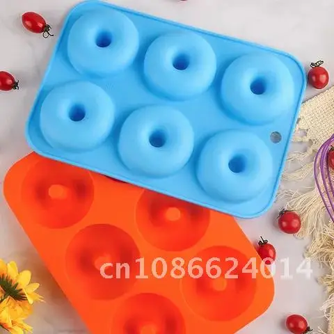 Silicone Non-stick Baking Tray 6 Cavity Donut Mold Heat-resistant Reusable Folded Donuts Maker Colorful Soft Dessert Making Tool