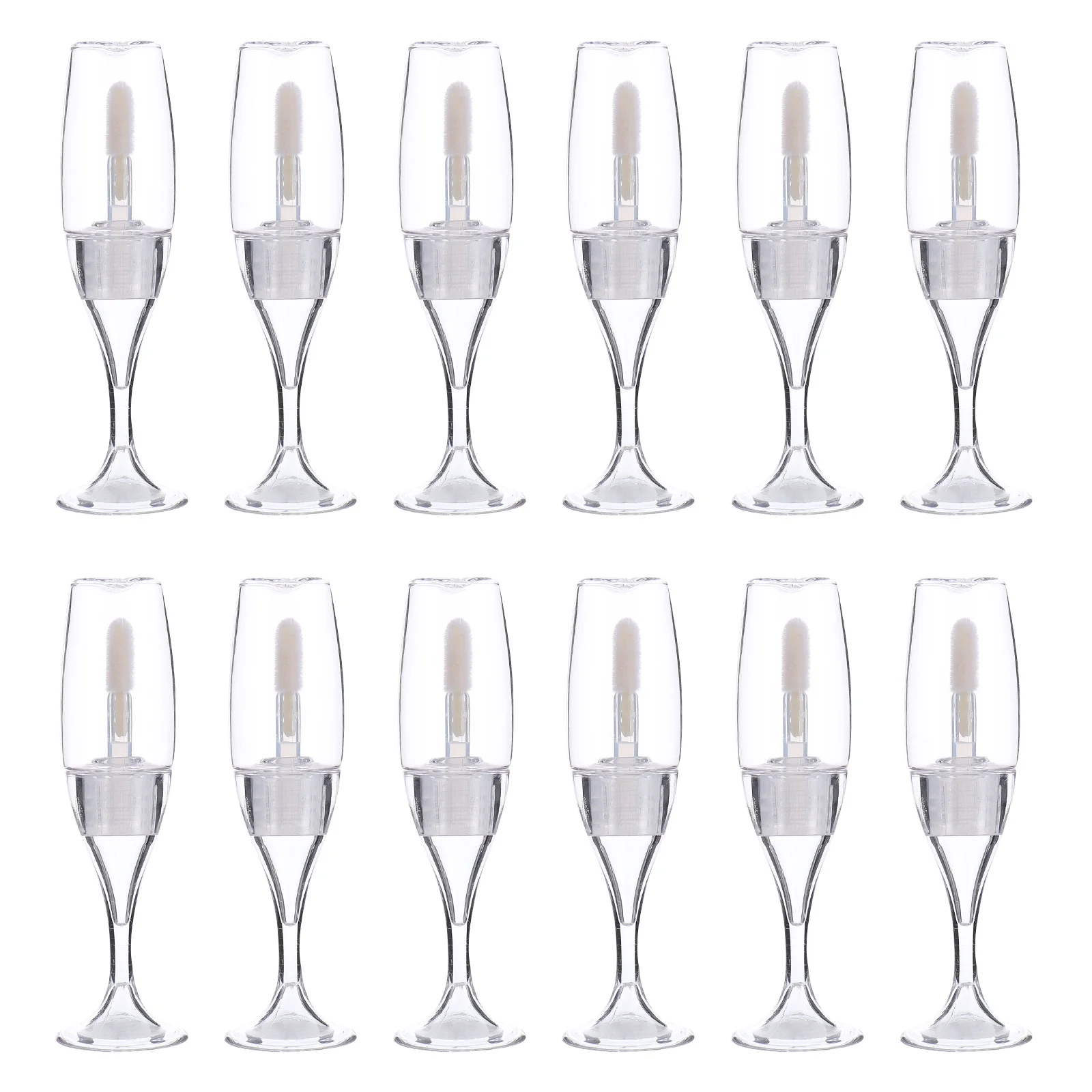 12개입 와인잔 모양 립글로스 튜브 리필 가능한 휴대용 미니 용기 립밤 속눈썹 세럼 보관 재사용 가능한 플라스틱