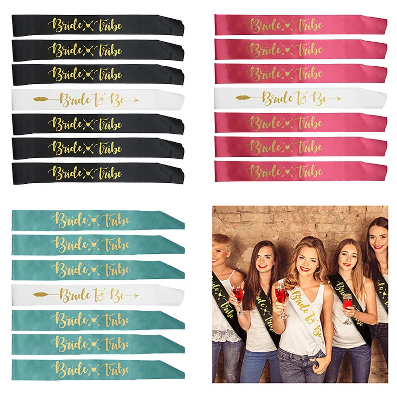 7/1Pcs Bride To Be Sash Dekoracja ślubna Bridal Shower Team Bride Tribe Satin Sash Hen Bachelorette Party Decoration Supplies