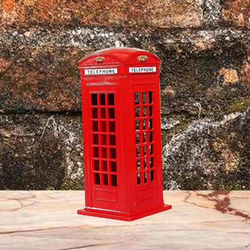 Description Picture 5 of item15cm Decoration London Telephone Booth Money Box Mailbox Ornament Piggy Bank Metal Crafts for Kids Home Christmas Decoration