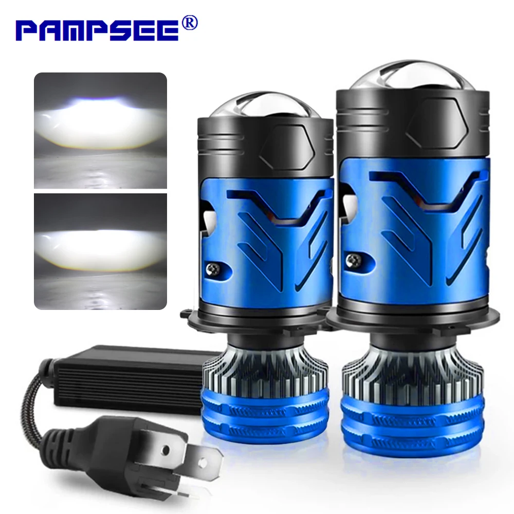 

2PCS Mini LED Lens H4 Headlight Bulbs Super Bright Hi/Lo Beam 6000K White Light For Car Motorcycle Auto Accessories 100000LM
