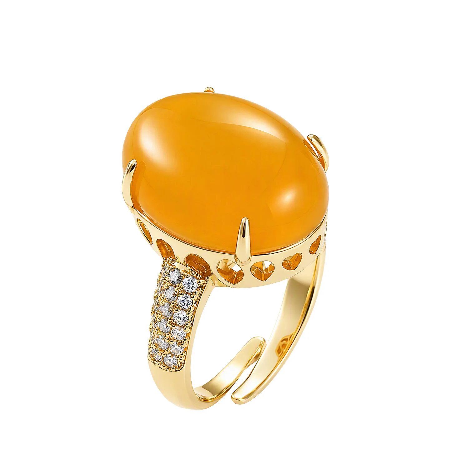 Fashion Statement Inlaid Zircon Resin Open Adjustable Ring for Women, Light Luxury Exquisite Jewelry Hand Ornament Gift