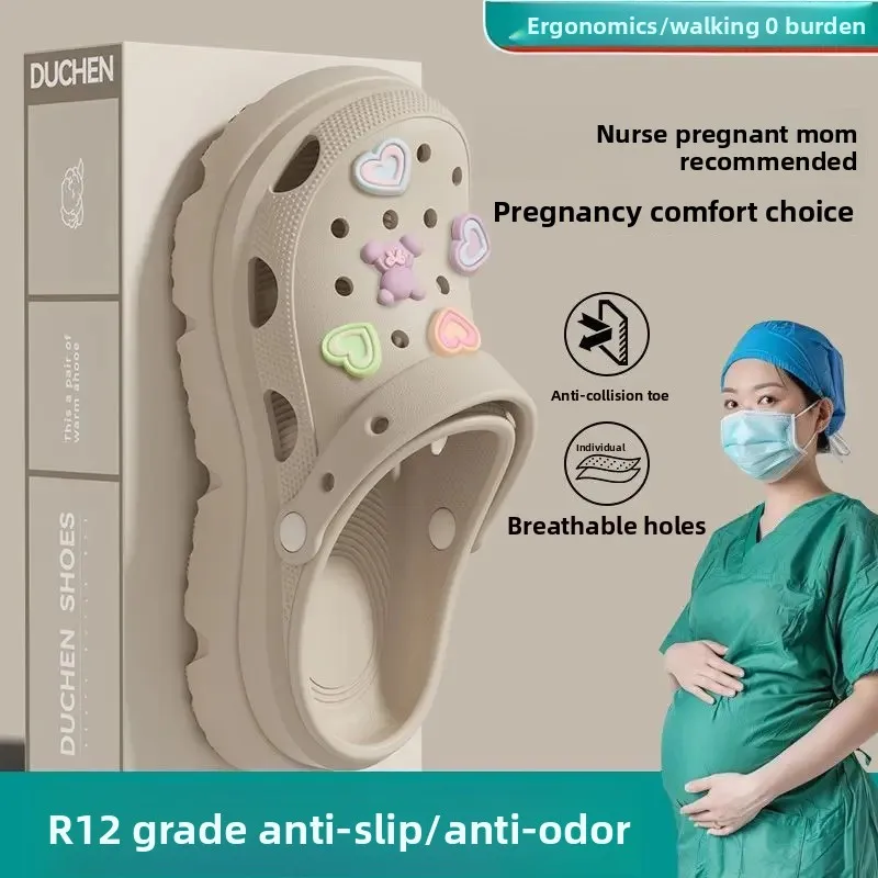 Zapatillas de quirófano, zapatos con agujeros silenciosos, ropa de verano para exteriores para mujer, zapatos antideslizantes con puntera médica para enfermera, Material de PVC