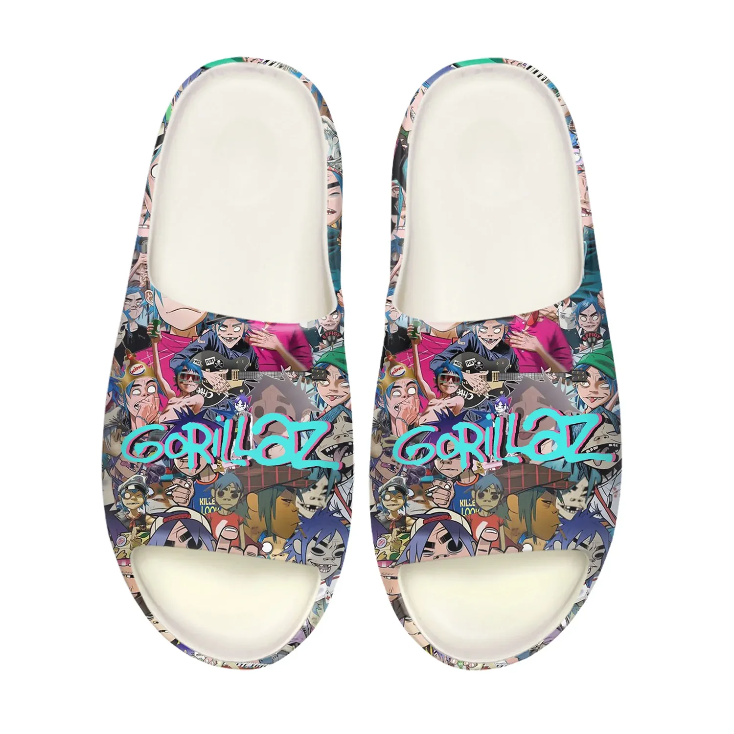 Gorillaz Band Soft Sole Sllipers Home Clogs Step on Water Shoes Mens Womens Teenager Customize Bathroom Beach on Shit Sandals