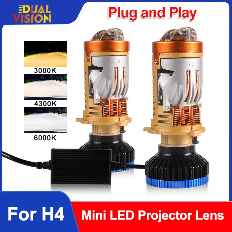 

H4 Би-светодиодный проектор Мини-объектив Фара CANBUS Авто Мотоциклетные лампы 6000K LHD Турбовентилятор Дальний ближний свет Идеальная линия отключения