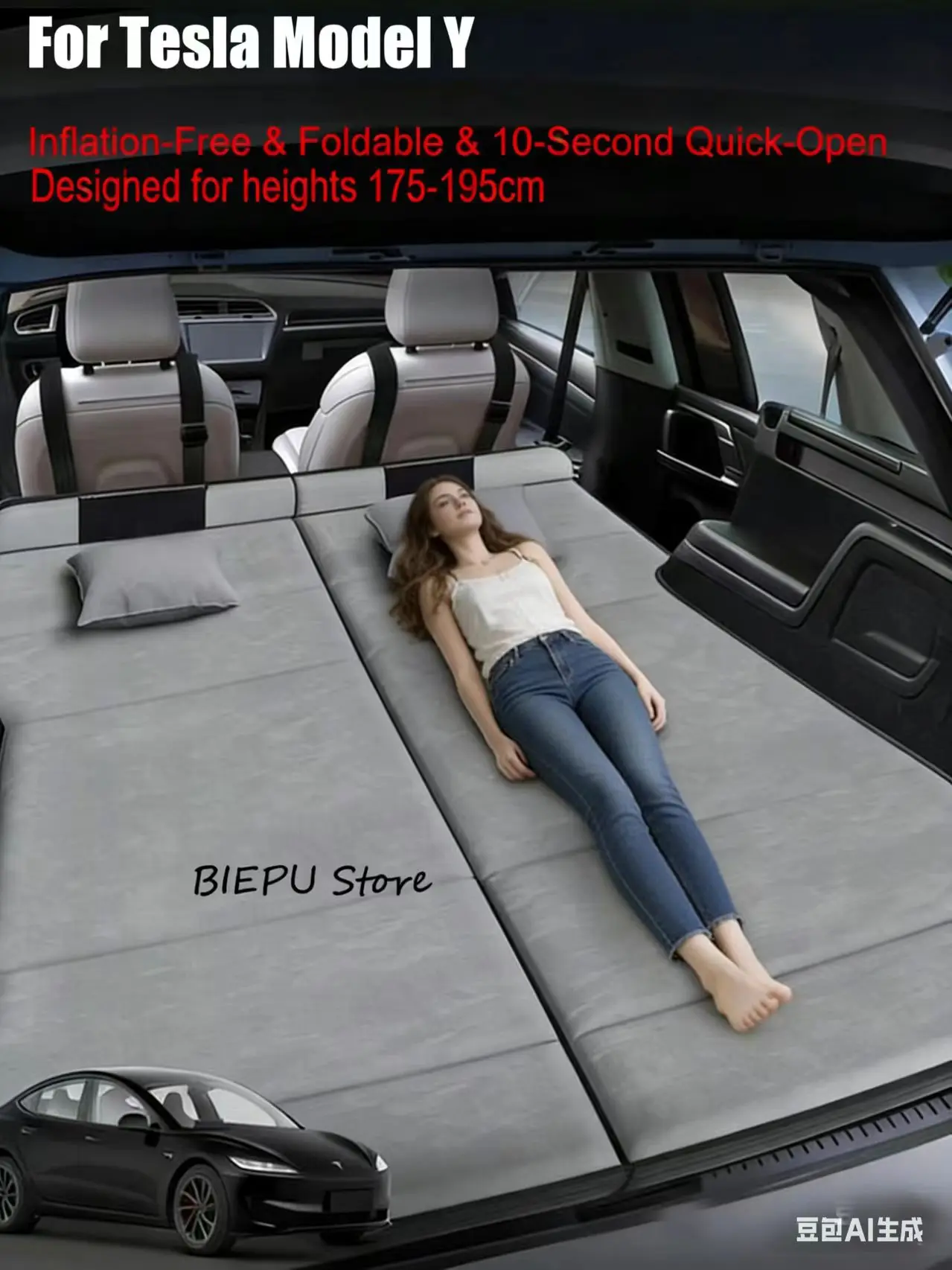 Foldable Car Trunk Sleeping Pad Fit For Tesla Model Y Modified Auto Co-pilot Outdoor Camping Travel Mattress Car Travel Bed