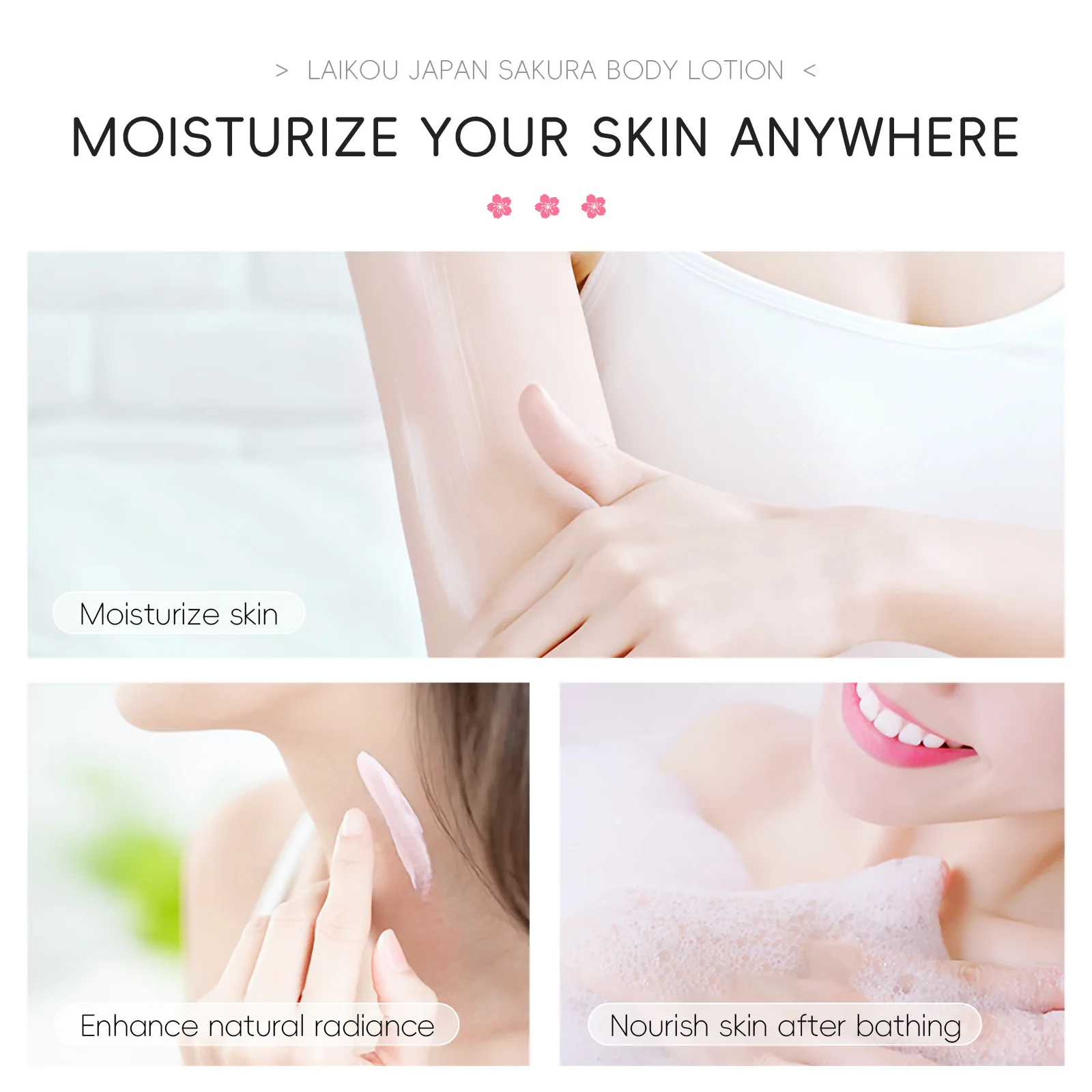 لوشن الجسم Laikou Cherry Blossom مرطب وإصلاح الشتاء المتشقق للعناية بالبشرة ترطيب بدون دهن 200 جرام