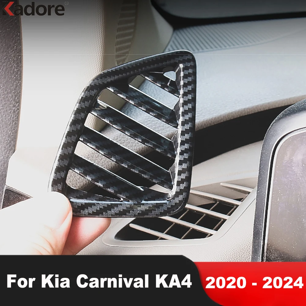 

For Kia Carnival KA4 2020-2022 2023 2024 Carbon Fiber Car Front Upper Air Condition Vent Outlet Cover Trim Interior Accessories