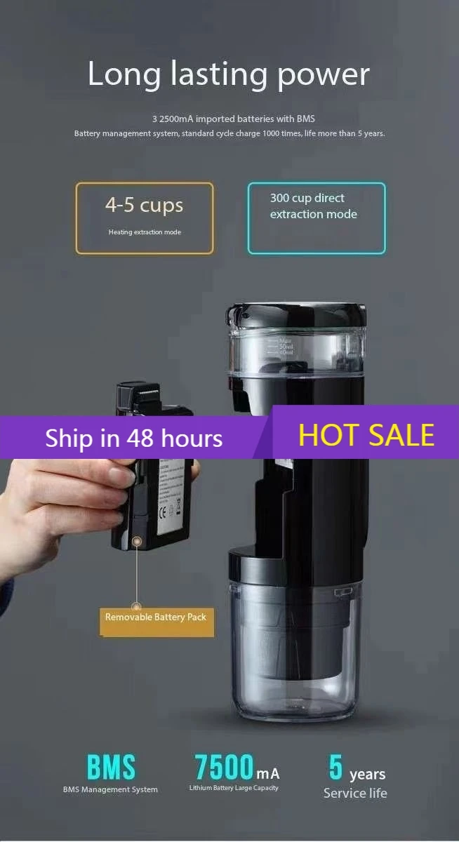 

POWER LEAPPortable 2-in-1 Mini Electric Travel Coffee Maker Fully Automatic USB Espresso Machine