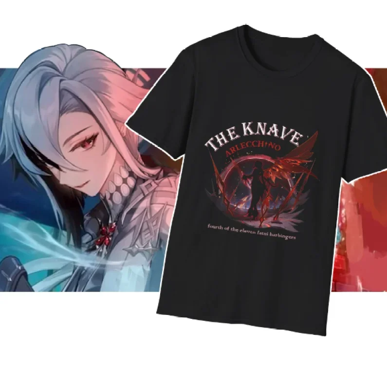 . Kaos Pria Game Anime Genshin Impact Arlecchino Katun Combed